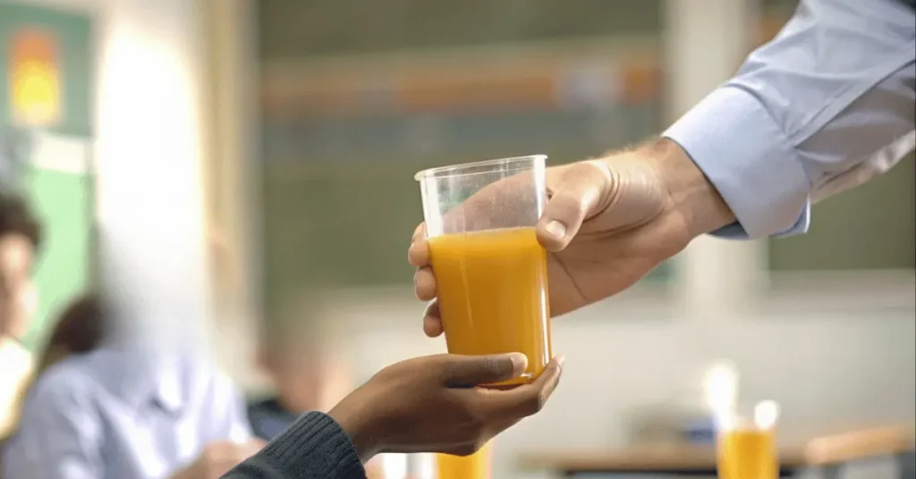 Man offering orange juice