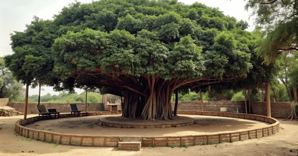 There is a banyan tree