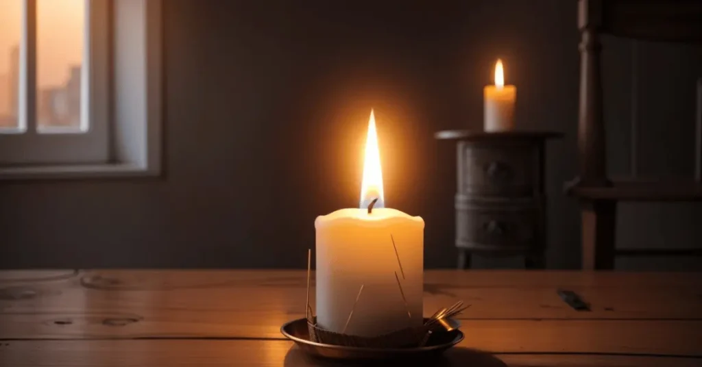 a candle in a room