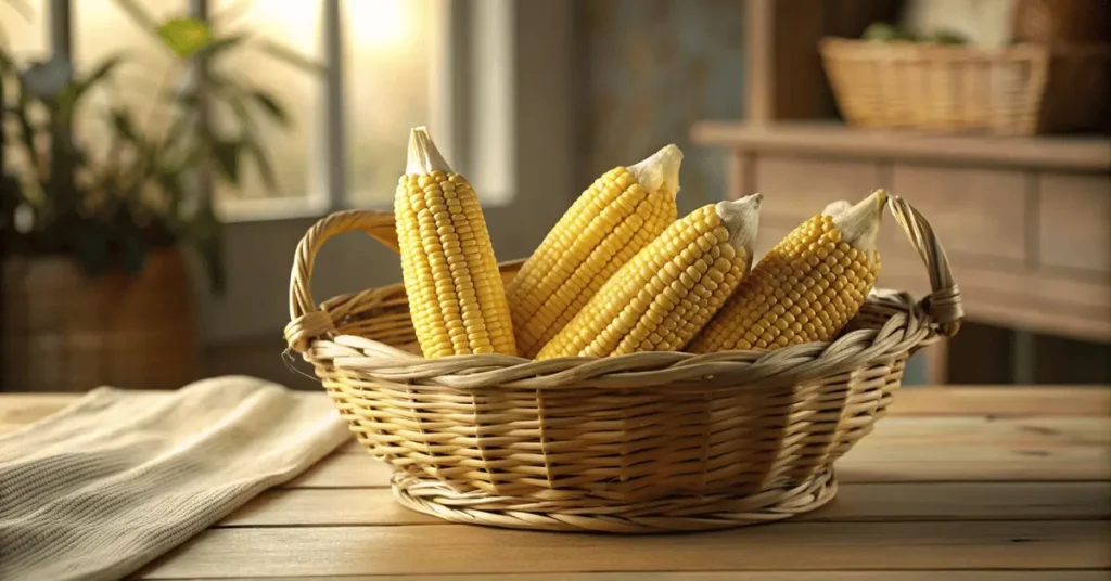 a corn basket on the table