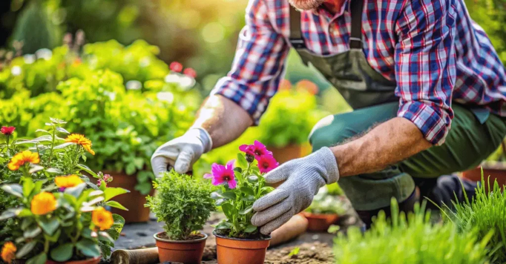 a man hand customizing a garden
