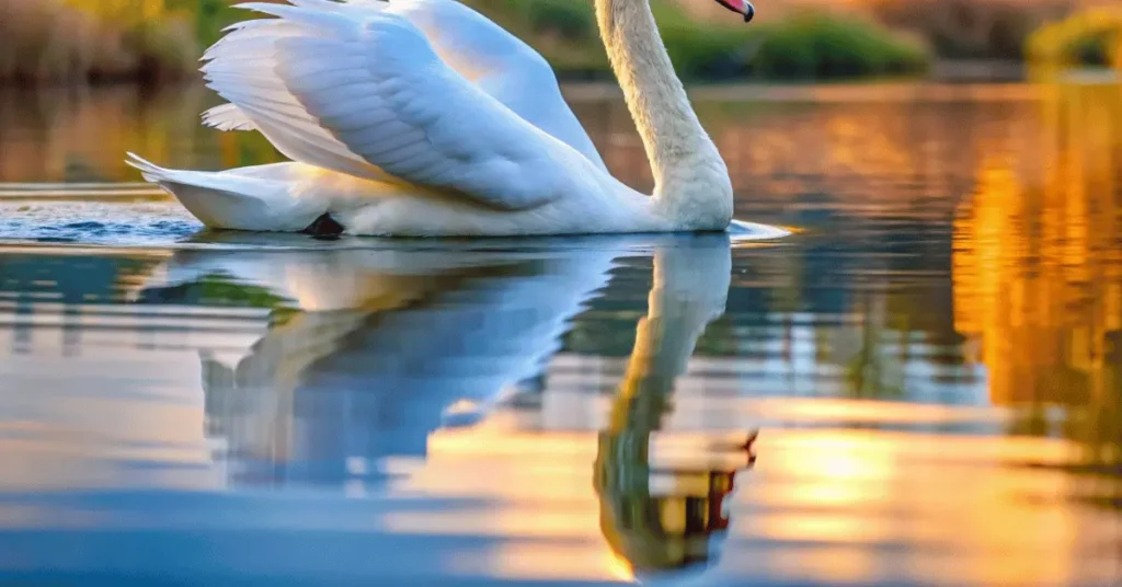 Swan on a water