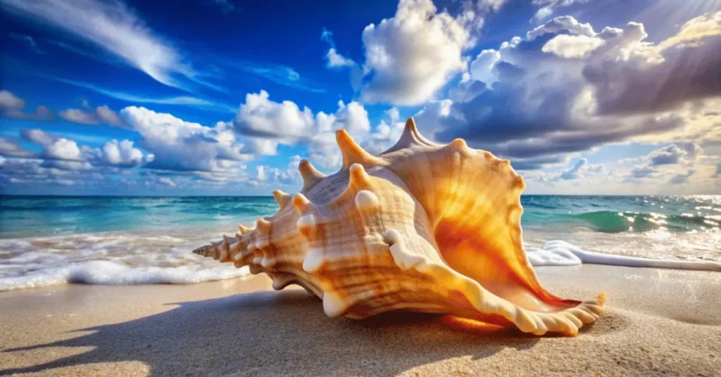 a big conch cell on the beach